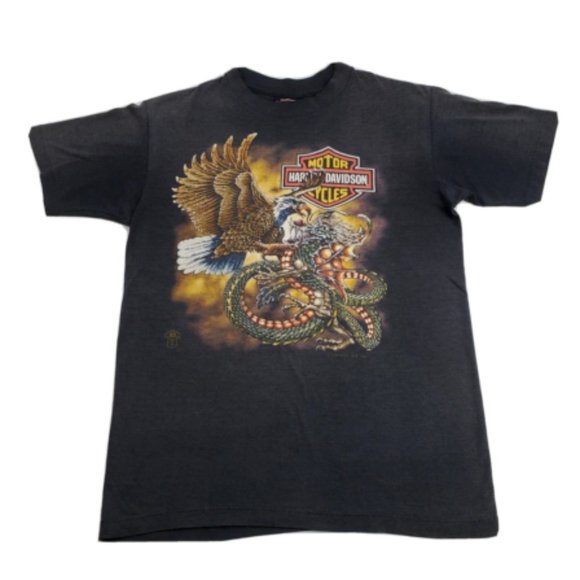 Vintage Harley Davidson T Shirt Eagle Dragon 1988 Holoubek Size M Tampa USA